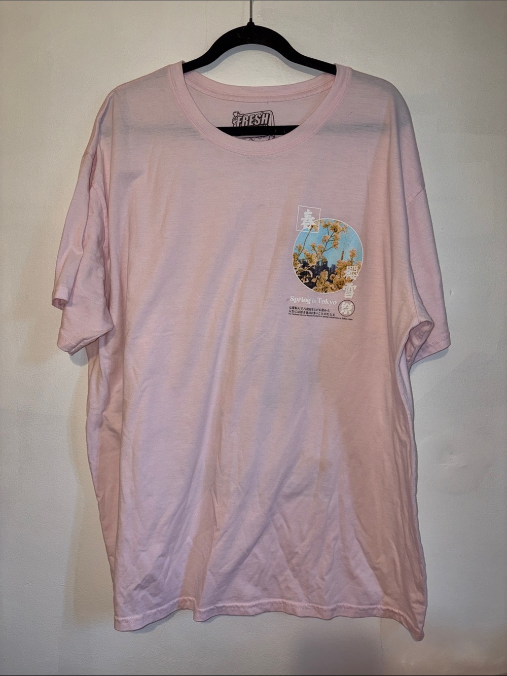 Fresh Short Sleeve Pink Tee with Floral Chest Print